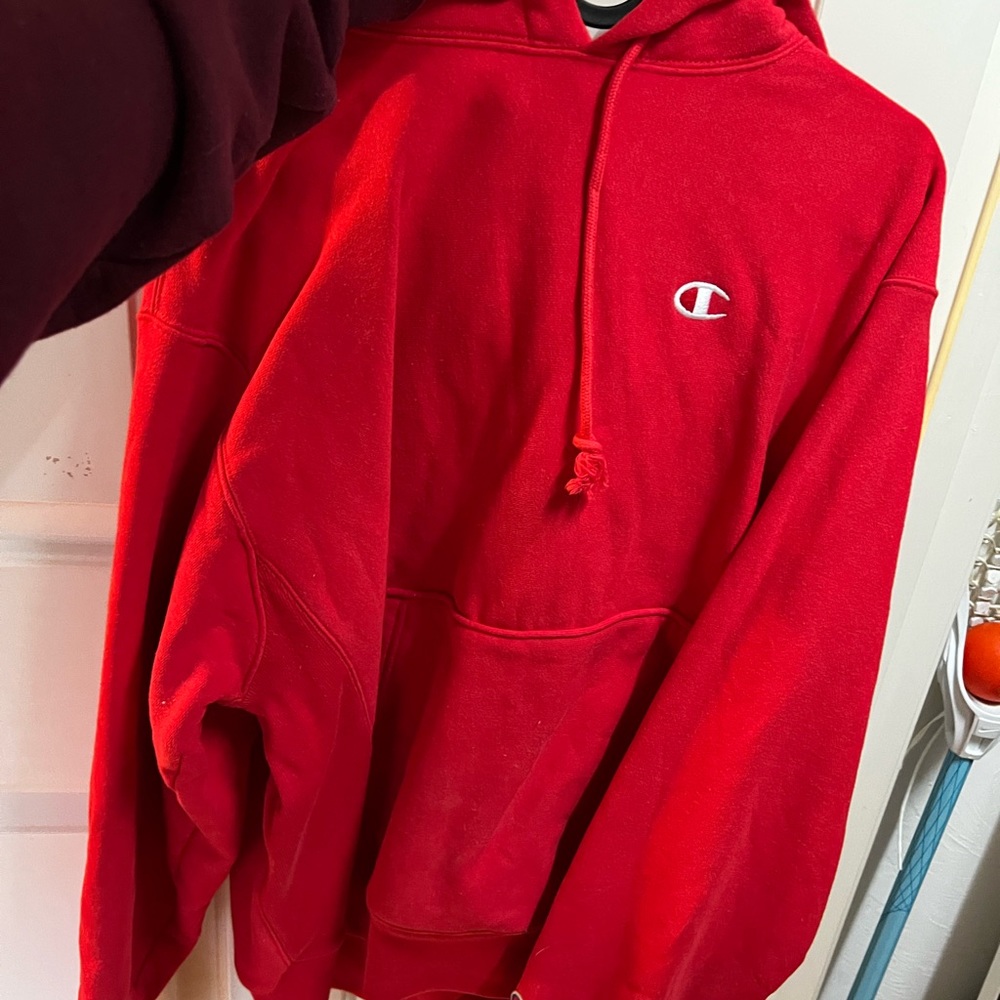 Red champion sweatshirt